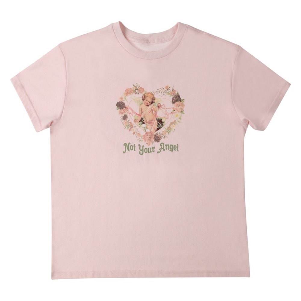Not Your Angel Womens Baby Pink Graphic T-Shirt